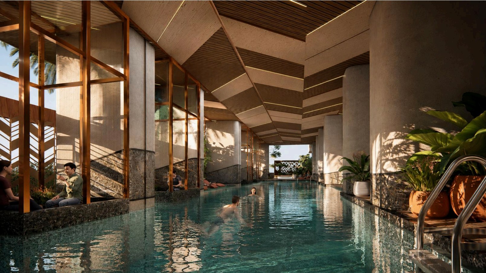 Temperature-controlled indoor pool at LINQ