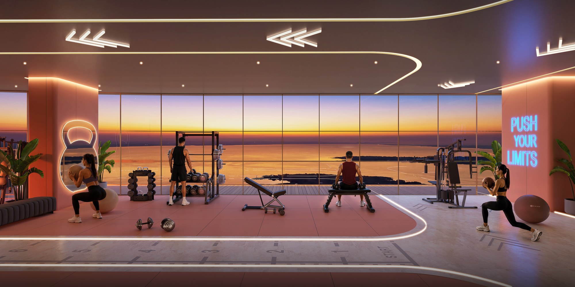 Strength and cardio training floor at LINQ
