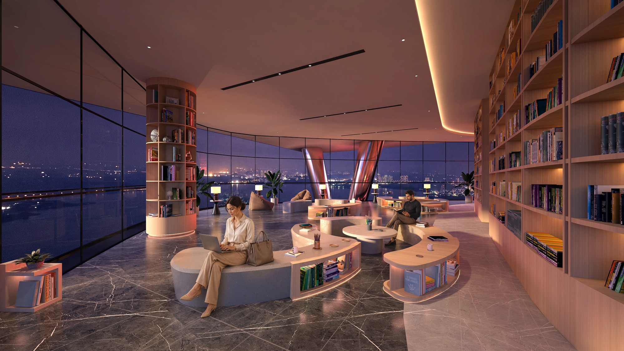 Residents' library at The Nest